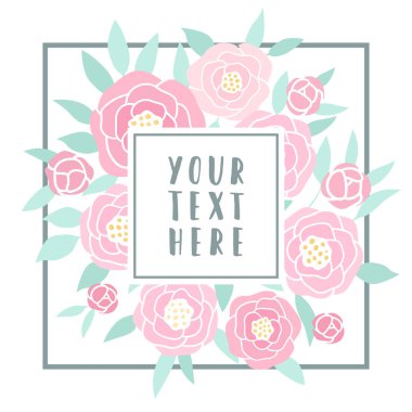 Pembe peonies ile güzel tebrik kartı.