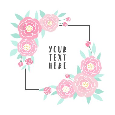 Pembe peonies çerçeve. 