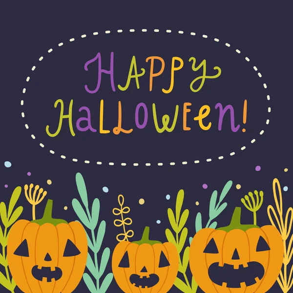 Feliz Halloween hermosa tarjeta de felicitación . — Vector de stock