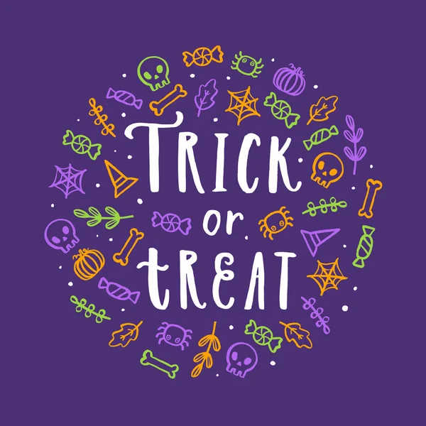 Şirin Halloween yazı ve doodle sanat.