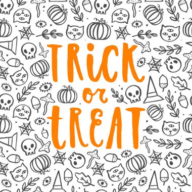 Hediye ver yoksa karışmam. Cadılar Bayramı poster illüstrasyon