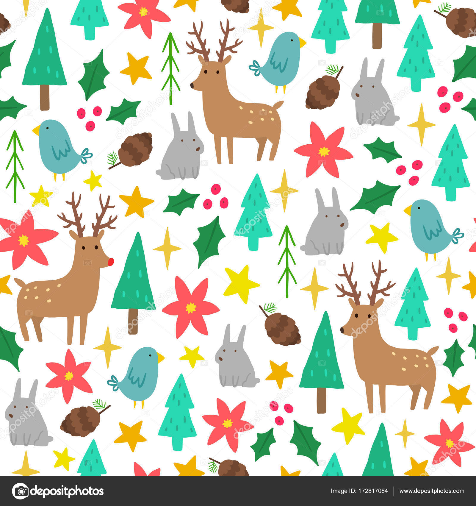 Download Free Cute Cartoon Christmas Background Stock Vector C Kondratya 172817084 PSD Mockup Template