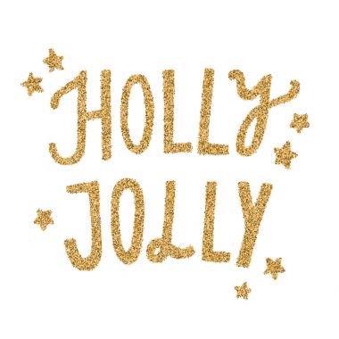 Vektör Holly Jolly altın glitter yazı