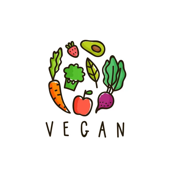 Tanda vegan terisolasi pada warna putih . - Stok Vektor