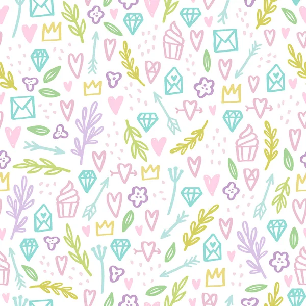 Cute doodle seamless pattern — Stock Vector