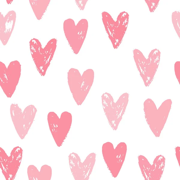 かわいいピンクの心のシームレス パターン — ストックベクタ