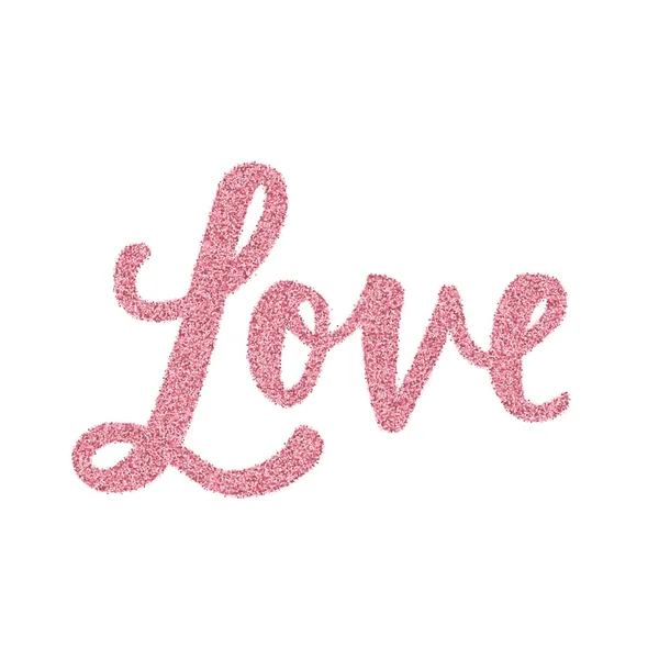 Glitter slovo láska. Ručně kreslené písmo — Stockový vektor