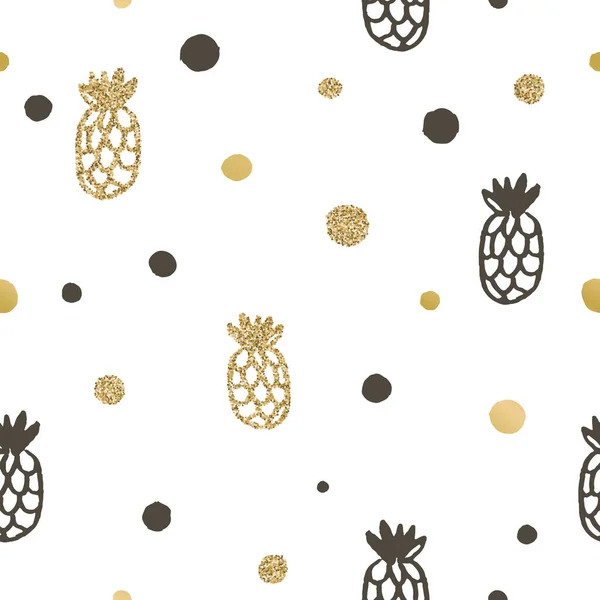 Ananas Points Motif Sans Couture Effet Paillettes Fond Vectoriel — Image vectorielle