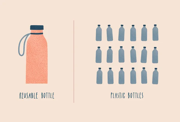 重复使用瓶子 简单的矢量图解 — 图库矢量图片