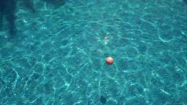 Bola de praia flutuando na piscina — Vídeo de Stock