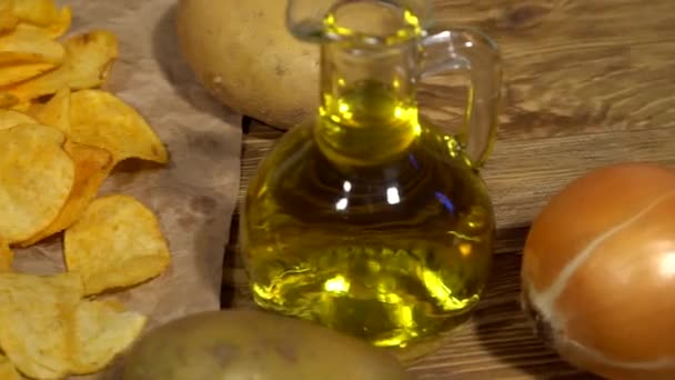 Batatas fritas de cebola dolly — Vídeo de Stock