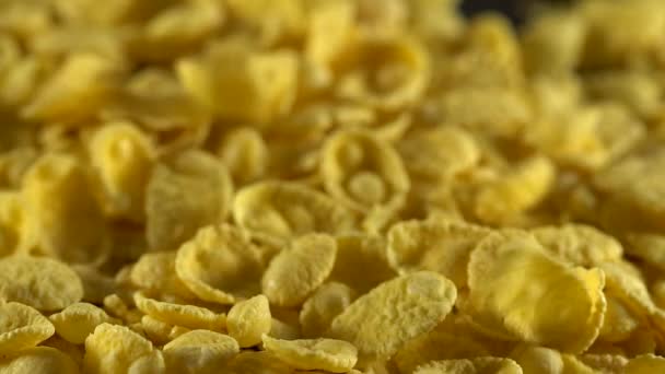 Crisp tasty cornflakes falling down. — Stock Video