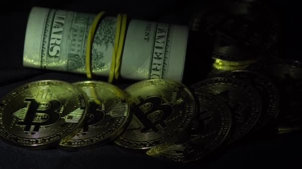 Bitcoin BTC o novo criptomoeda internet virtual — Vídeo de Stock