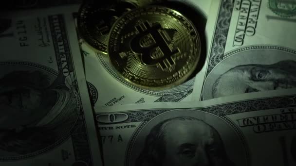 Bitcoin BTC - новая виртуальная интернет-криптовалюта — стоковое видео