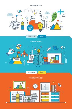 İş akışı işlemi, yaratıcı tasarım ve yatırım fikir kavramı.