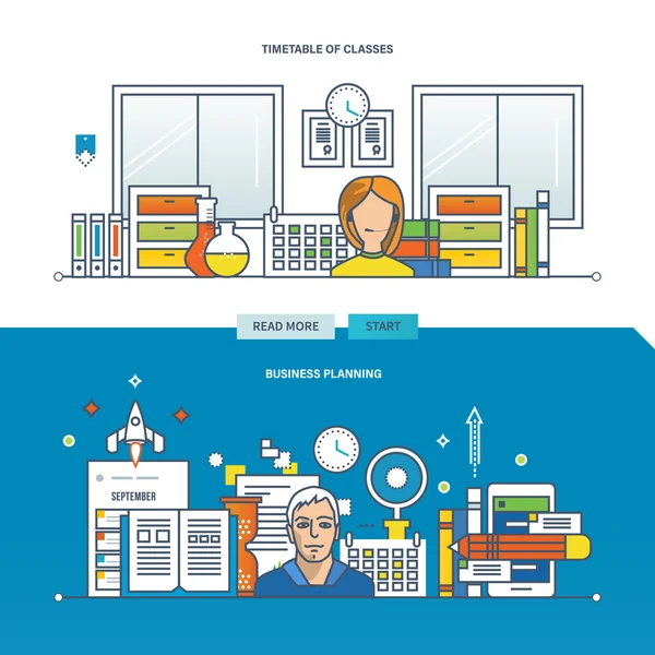 Conceito de ilustração - planejamento de negócios e cronograma de treinamento . — Vetor de Stock