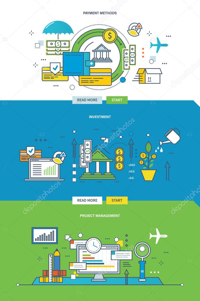 Concept illustration - methods of payment, the investment and project management