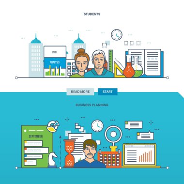 Konsept illüstrasyon - planlama, öğrenciler ve öğrenme iş.