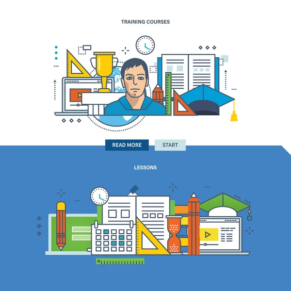 Concepto de cursos y ejercicios de formación, aprendizaje del empleo — Archivo Imágenes Vectoriales