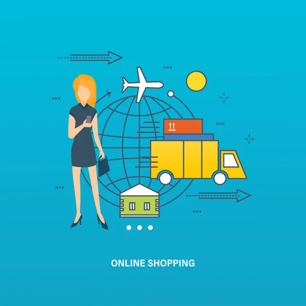 Koncept ilustrace - online nakupování, Objednávka nákupu. — Stockový vektor