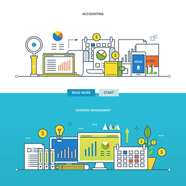 Concept d'illustration - gestion financière et reporting, business  . — Image vectorielle