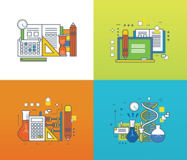 Konsept illüstrasyon - eğitim ve konularda araştırma deneyler