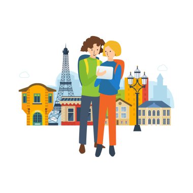 Kavram - Fransa, bir seyahat keşfetmek şehir, mobil navigasyon.