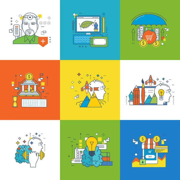 Yönetimi ve sigorta, motivasyon yenilik, grafik tasarım kavramı.