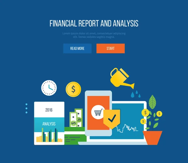 Concept - finance, financial reporting and analysis, management  planning. — Stock Vector