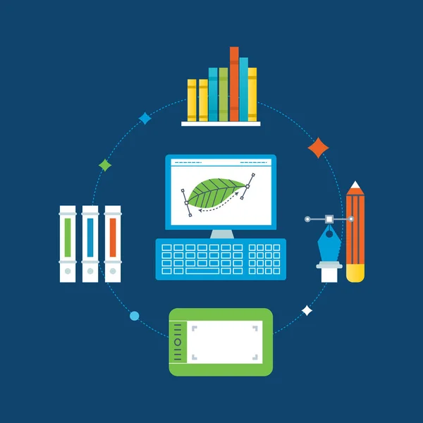 Concetto di illustrazione - strumenti grafici, di formazione e di attuazione . — Vettoriale Stock