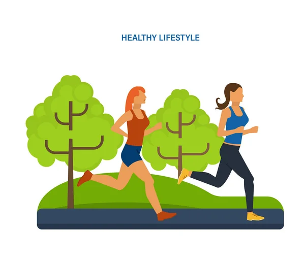Concept - a healthy lifestyle, athletics, jogging on the street — Stock Vector