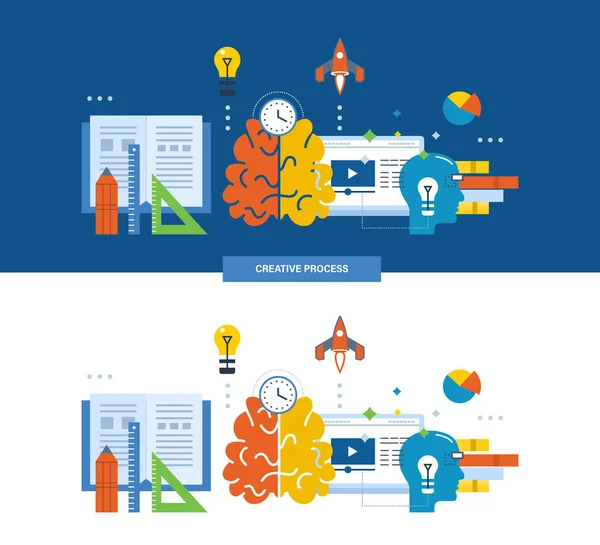 Conceito de ilustração - processo criativo, pensamento, ideia, inspiração . —  Vetores de Stock