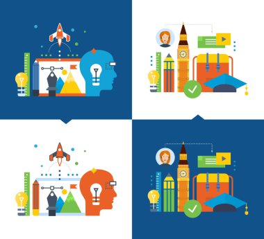 Modern eğitim ve Uzaktan eğitim, yaratıcılık, yaratıcı düşünme, vizyon.