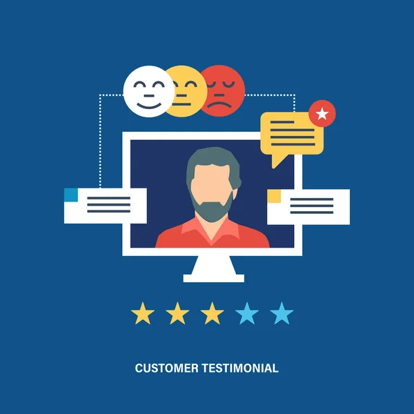 Concept of customer testimonials, business, feedback, vote and reviews. — Stock Vector
