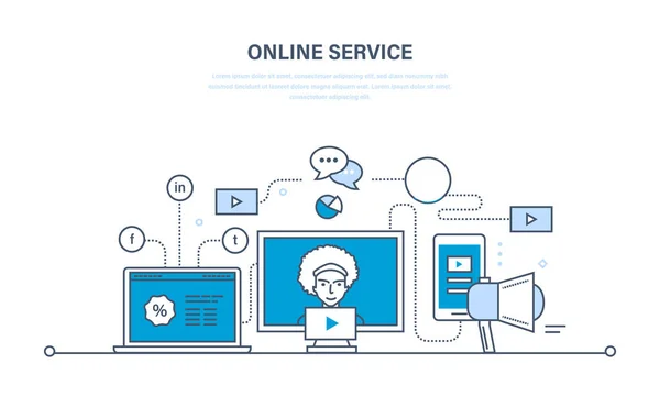 Tecnologías de la información modernas, comunicaciones, servicios en línea — Archivo Imágenes Vectoriales