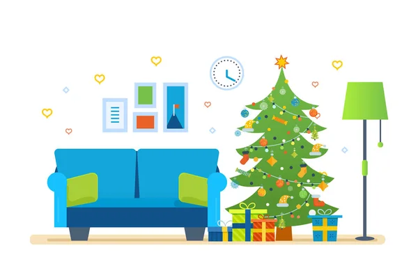 Atmosfera do ano novo, móveis para relaxar. Feliz Natal! . — Vetor de Stock