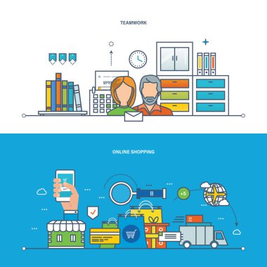 Ekip çalışması, çalışma alanı, alışveriş, iş, finans ve bankacılık.