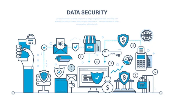 Безопасность, целостность данных, депозиты, гарантия защиты — стоковый вектор