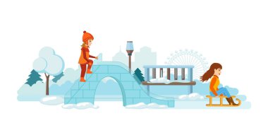 Binmek için buz tepede kızı alır