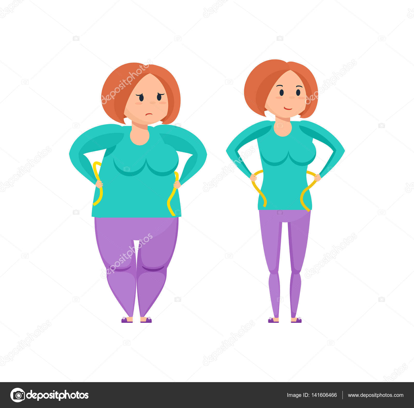 Fitness Cles Concept Before And After Weight Loss Before And After Weight Loss Stock Vector 141606466