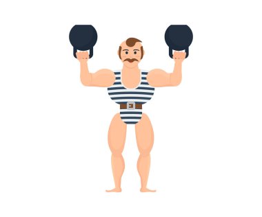 Erkek atlet eğlendirir, seyirci, güç egzersizleri dumbbells ile gösterilen eğlendiriyor.