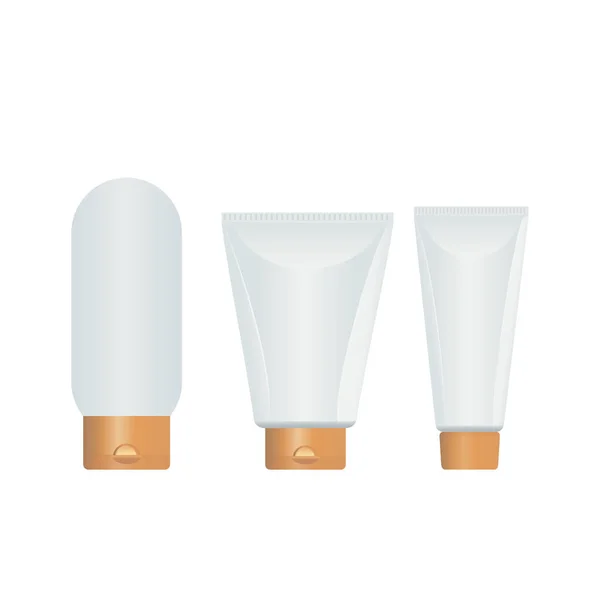 Bouteille et carton en plastique cosmétique pour crèmes, lotions, gels . — Image vectorielle