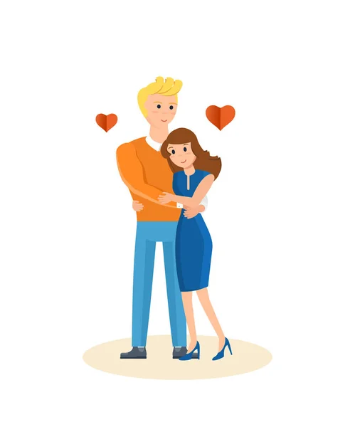 Loving couple hugging, showing warmth and respect for each other. — Stock Vector