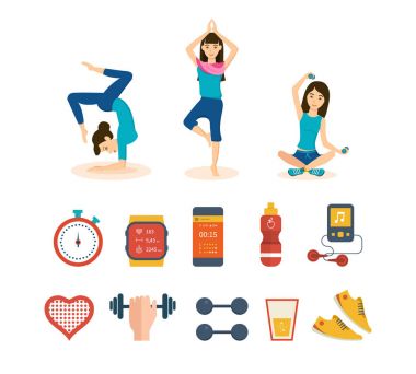 Kızlar spor ve yoga, dahil farklı yerlerini alıyorlar.