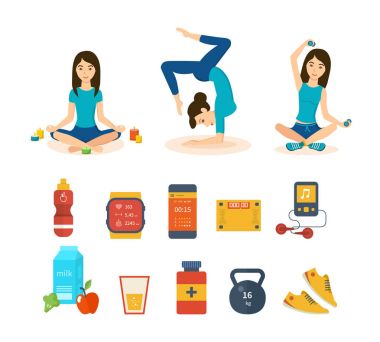 Kızlar spor ve yoga, dahil farklı yerlerini alıyorlar.