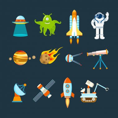 Uzay Tema, taşıma, gezegenler, nesneleri, uydular, cosmos izleme için aygıtlar.