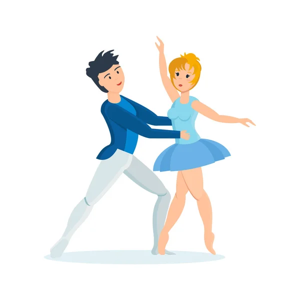 Χορός του λεπτή μπαλέτο σε ενδιαφέρουσα ρύθμιση, με ομαλές κινήσεις. — Διανυσματικό Αρχείο