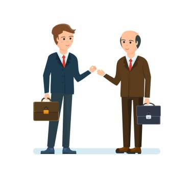 Onun office, finansal sorular ve pozisyon tartışırken iş ortakları.
