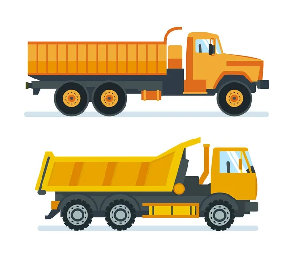 Лори для перевозки грузов, материалов, машин для транспортировки ресурсов . — стоковый вектор