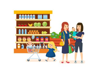 İnsanlar bakkal, satın alınan mal ve yürümek-den geçerek alışveriş merkezi.